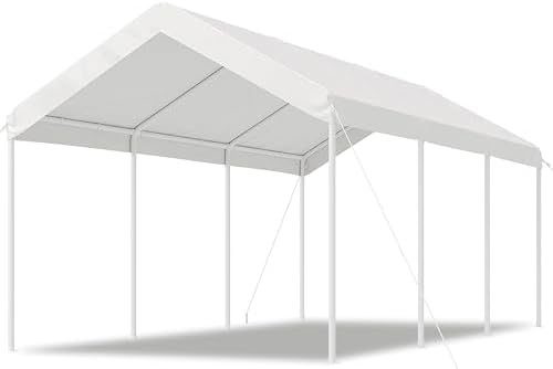 aoxun 10x20 ft carport, heavy duty car canopy on a desk or shelf