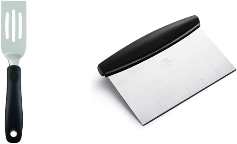 OXO Good Grips Stainless Steel Cut and Serve Turner (Black) and Scraper & Chopper