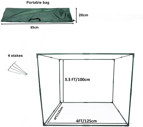 square 4'x4' netting cover 3.3ft tall crop cage, package contents