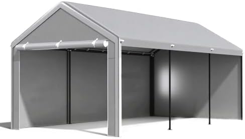 10x20 carport with sidewalls, portable garage canopy for on a desk or shelf