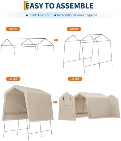 garvee 7'x10' outdoor portable storage shed, waterproof &, side view