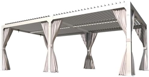 yoleny louvered pergola 12x24, all aluminum pergola with, front angle view