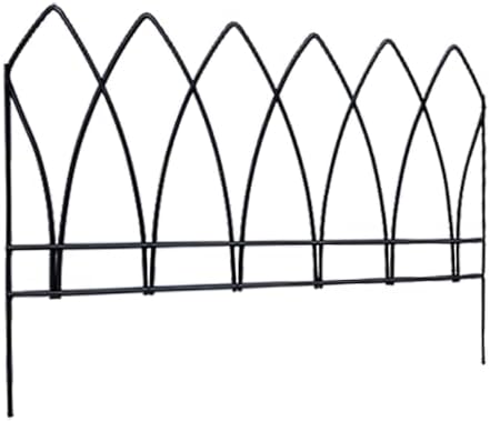 panacea 89523 gothic arch border fence, black, 15" showing dimensions