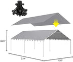 dwale 10 x 20 ft carport,replacement canopy cover, front angle view