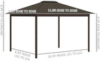 outsunny 10' x 12' hardtop gazebo with curtains on a desk or shelf