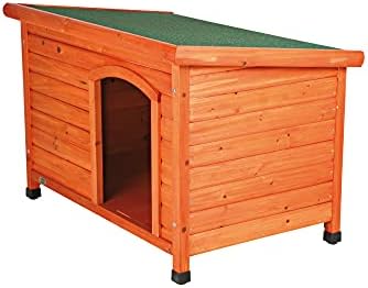 trixie pet products dog club house, large,glazed pine,40.75x26.75x28.25, front angle view
