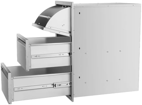 outdoor kitchen drawers stainless steel flush mount bbq, front angle view