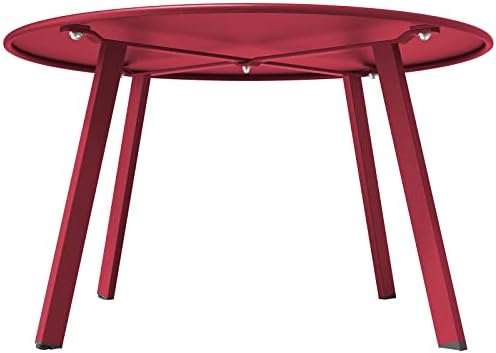 grand patio round steel patio coffee table, weather, front angle view