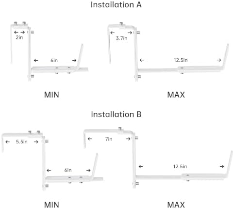 y&m 2 pack window box brackets, adjustable railing shown in use
