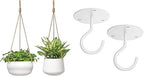 mkono ceramic hanging planter and ceiling hooks, shallow, main product view