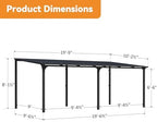 covered outdoor lean to gazebo 10'x20' with galvanized, close-up detail