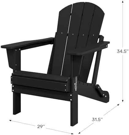 Malibu HDPE Outdoor Patio Folding Poly Adirondack Chair, Red