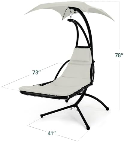 best choice products hanging led-lit curved chaise lounge shown in use