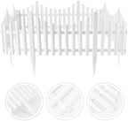 flexible picket fence garden border, plastic decorative landscape, close-up detail