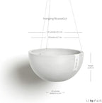 ecopots hanging brussels round planter, pure white, 10.5", close-up detail