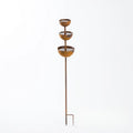 Rain Catcher Garden Stake with Water Bowls, 3-Tiered Metal Bird Bath & Bee Watering Station, Decorative Plant Support for Outdoor Patio Yard Lawn & Garden Art