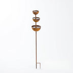 Rain Catcher Garden Stake with Water Bowls, 3-Tiered Metal Bird Bath & Bee Watering Station, Decorative Plant Support for Outdoor Patio Yard Lawn & Garden Art