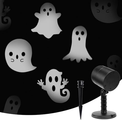 LED Halloween Decoration, Ghost Rotating Projector Yard Stake Lights, Indoor Outdoor Landscape Night Light for Home Thealter, Ceiling, Room, Patio, Garden, Halloween, Bedroom Decor