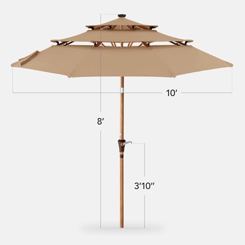 best choice products 10ft 3-tier solar patio market shown in use