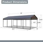green party 12x25 ft metal carport heavy duty shown in use