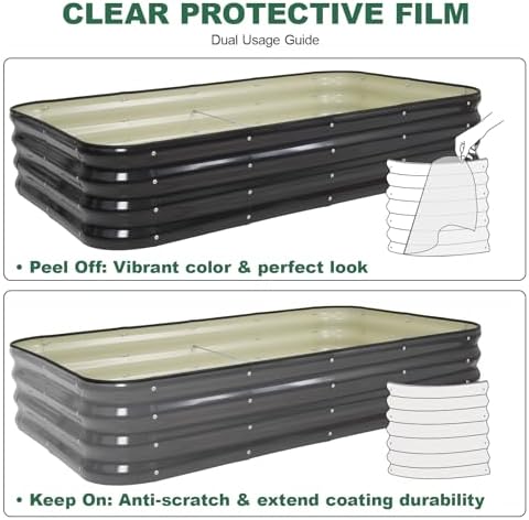 4 in 1 galvanized raised garden bed, 5x3x1ft, view 9