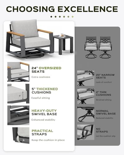 vexwalx aluminum luxury outdoor swivel patio chairs with, package contents