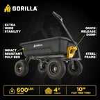 gorilla carts dump garden cart, 4 cu ft, side view
