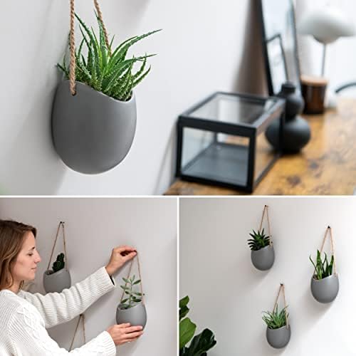 kazai. wall planters -ellie- | hanging ceramic plant, close-up detail