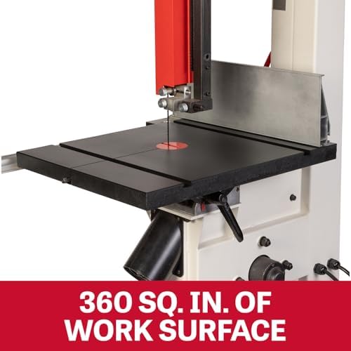 jet black 14" woodworking band saw, 1.75 hp, close-up detail