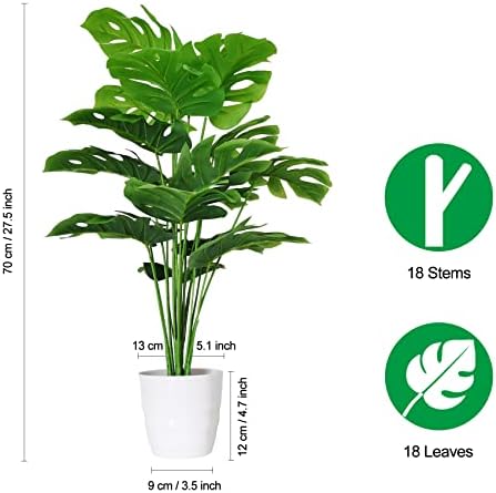 sajandas set of 2 artificial monstera deliciosa plants, side view