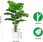 sajandas set of 2 artificial monstera deliciosa plants, side view