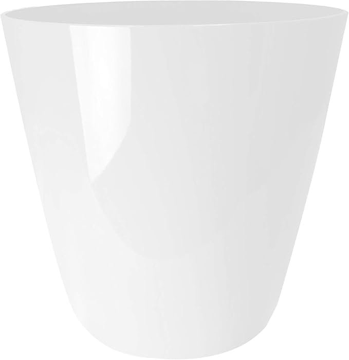 The HC Companies Aria Round Self-Watering Pot - Lightweight Plastic Planter for Herbs & More - Durable Plant Pots for Indoor Plants & Outdoor Plants (8" Glossy White, Pack of 1)