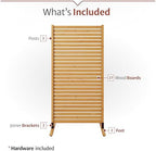 enclo slatted freestanding/surface mounted privacy screen, cedar wood, package contents