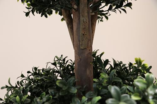 3ft-35'' artificial boxwood double ball topiary trees,2pack faux, side view