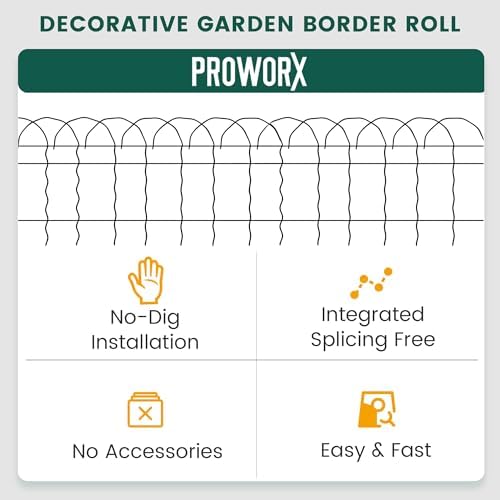 proworx black small garden fence border curve wire, side view