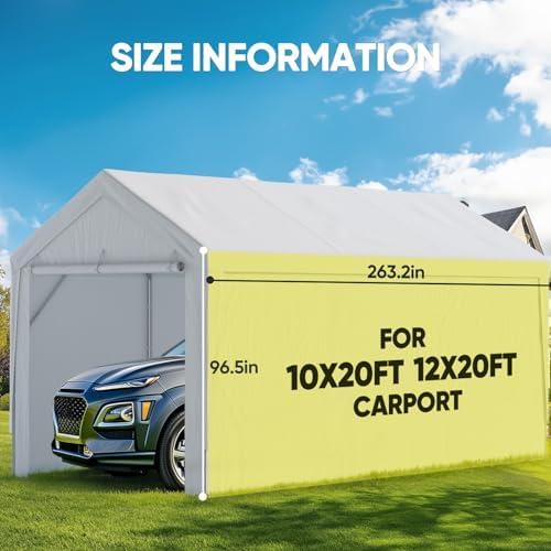 quictent 20 ft long carport replacement sidewall with shown in use