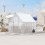 6'x9' aluminum-framed polycarbonate greenhouse, heavy duty polycarbonate greenhouse, front angle view
