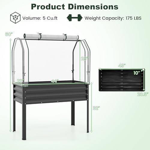 giantex raised garden bed with legs & greenhouse, view 9