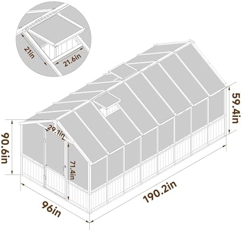 yardenaler 8x16 ft greenhouse for outdoor, 6mm thick shown in use