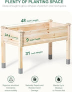 mixc 331lb capacity sturdy wooden raised garden bed, close-up detail