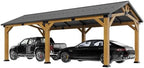 jocisland 12x24x9.5 ft cedar wood carport with galvanized, view 9