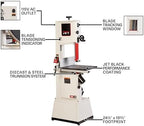 jet black 14" woodworking band saw, 1.75 hp on a desk or shelf