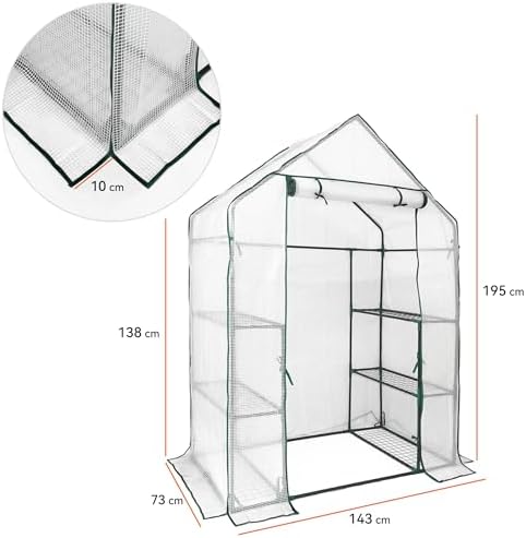 heyfurni walk in greenhouse with 3 tier 6, close-up detail