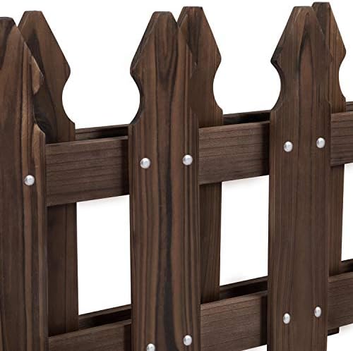 yaheetech 177.5in wooden picket fence panels for garden, side view