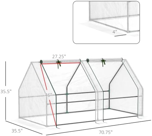 outsunny 5.9' x 3' x 3' mini greenhouse on a desk or shelf