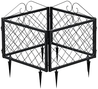 zhongma decorative metal garden fence, pack of 4pcs, front angle view
