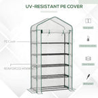 outsunny 5 tier mini greenhouse small portable 76" showing dimensions