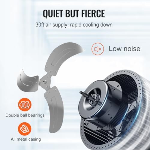 vevor 20 inch wall mount fan, oscillating, 3-speed showing dimensions
