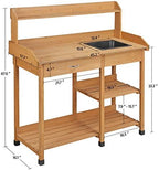 yaheetech potting bench with sink & drawer, outdoor, close-up detail