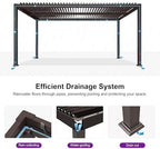 purple leaf outdoor louvered pergola 13' x 15' showing dimensions